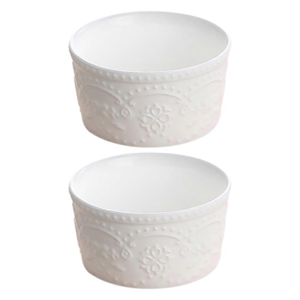 Ceramic Baking Bowl for Kitchen Baking Tool 2Pcs Set White