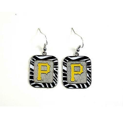 Pittsburgh Pirates MLB Zebra Style Dangle Earrings