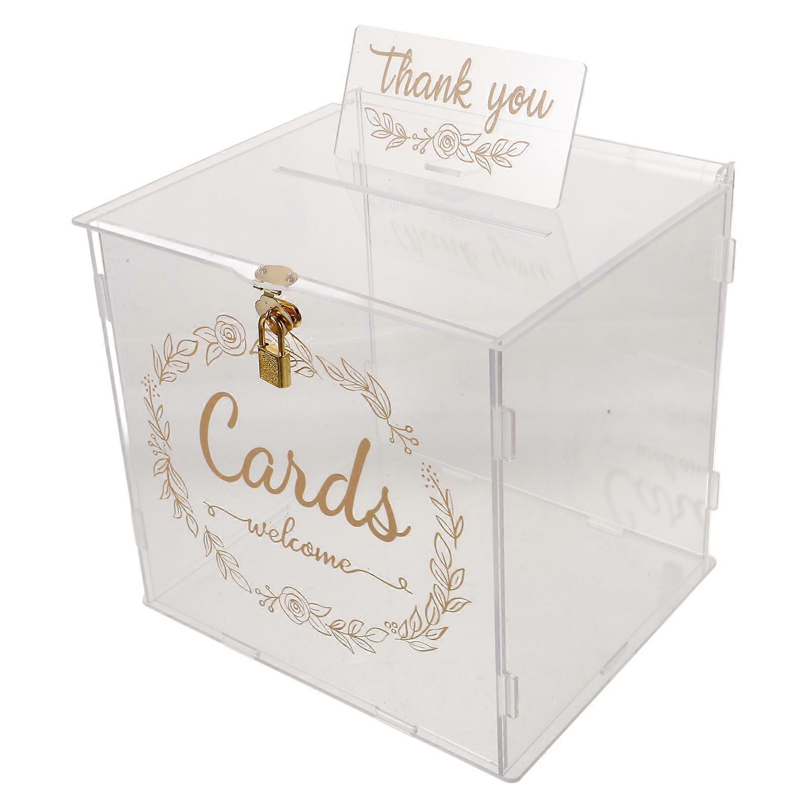 Wedding Card Box Acrylic Case with Lock for Storage Use Clear Box