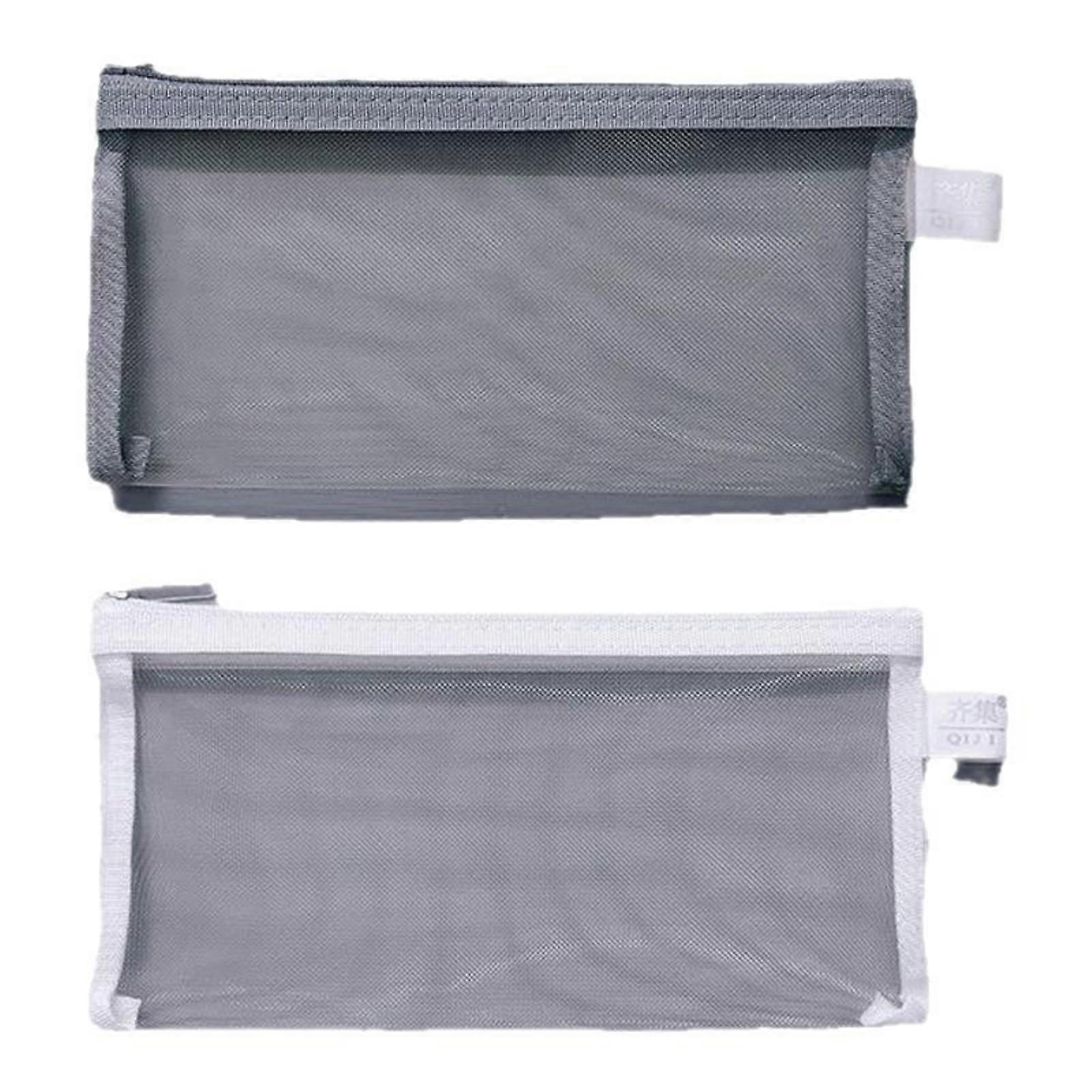 Mesh Pencil Case with Clear Mesh Visibility, Durable A4 Gray Polyester Document Organizer for School