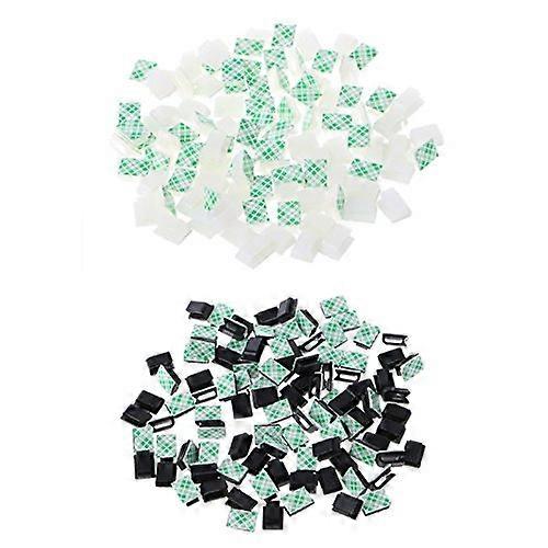 100 Pcs White Self Adhesive Cable Tie Mounts Rectangular Wire Clips for Cable Management