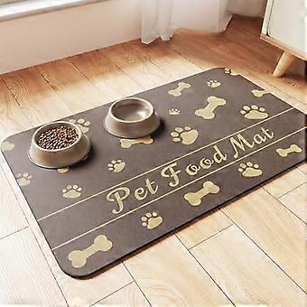 Absorberende voerbakmat voor huisdieren met waterdichte rubberen achterkant, sneldrogend, voor honden- en kattenbakken (68,5 x 43,5 cm, bruin)