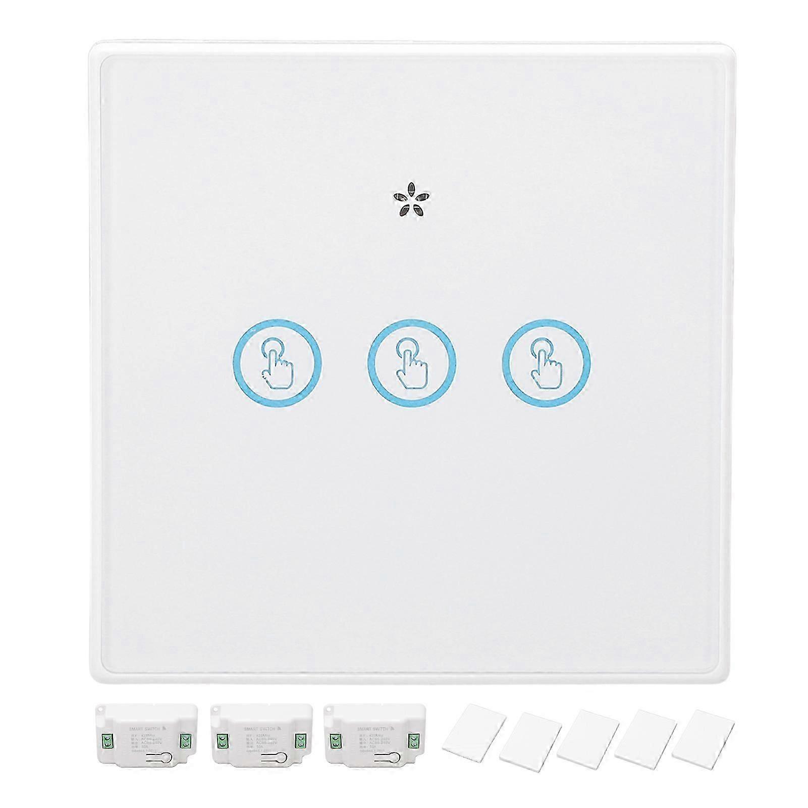 Wireless Light Switch Tempered Glass Panel Smart Touch Wall Switch 433MHz with Receiver