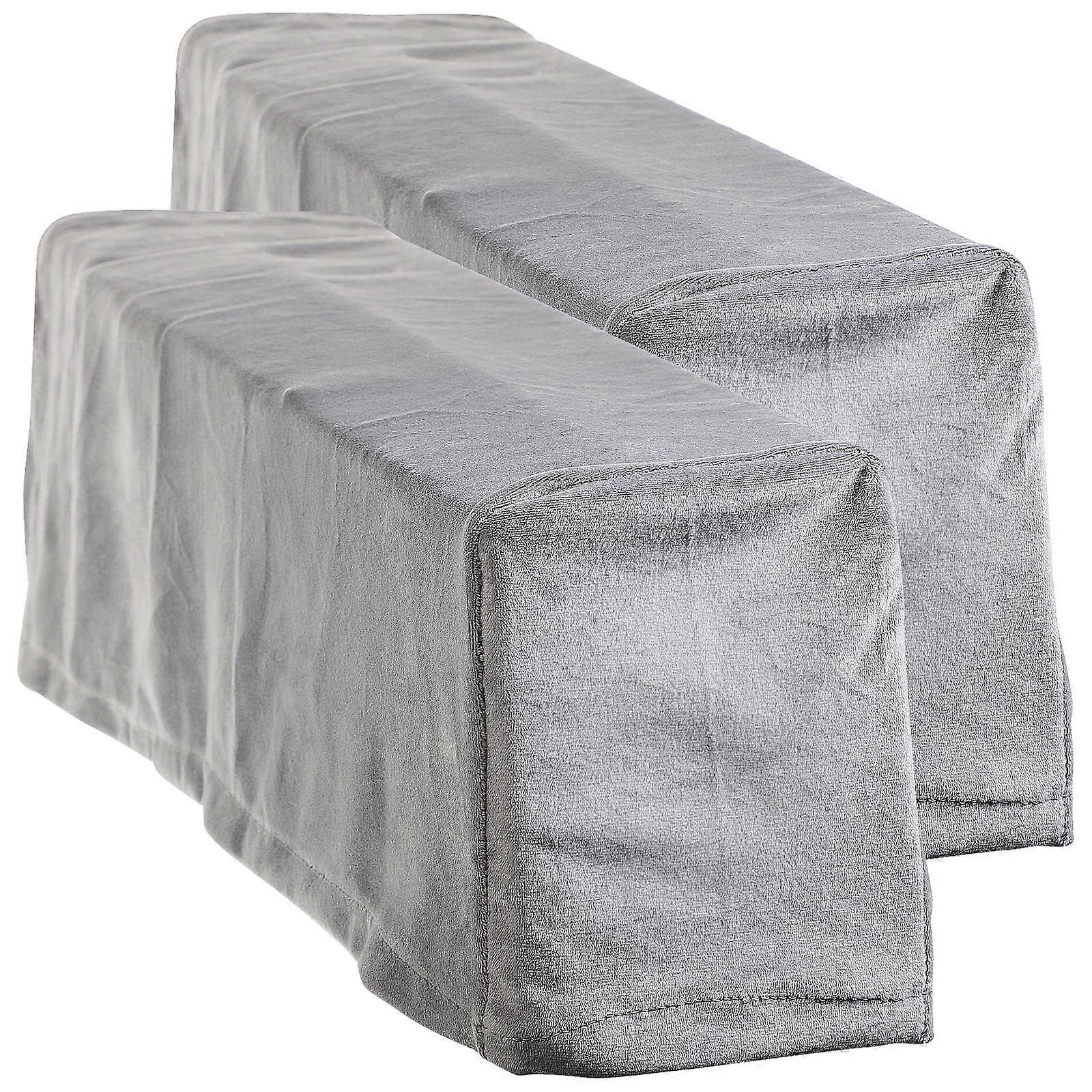 2Pcs Universal Sofa Armrest Cover Elastic Armrest Protector Solid Color Armrest Protective Cloth Grey