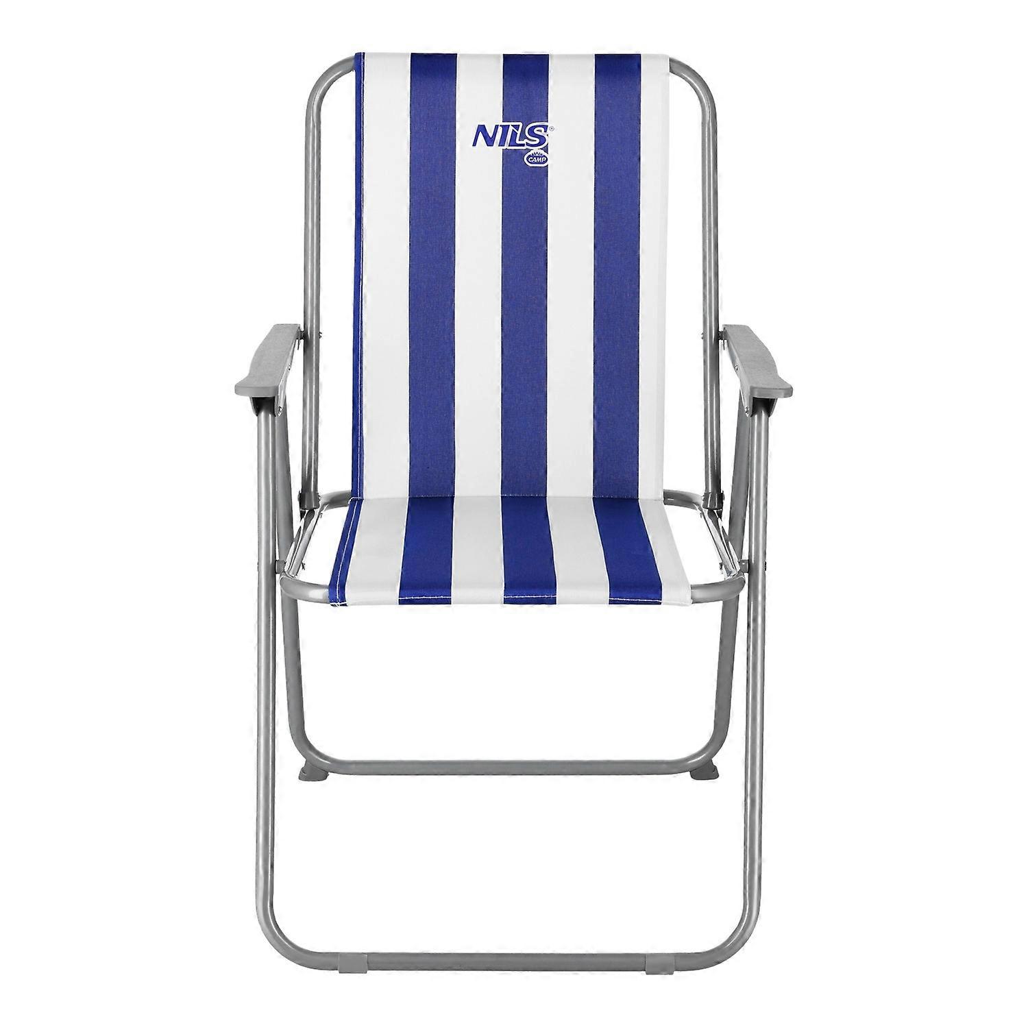 Fällbar campingstol, blå-vit, bärbar design