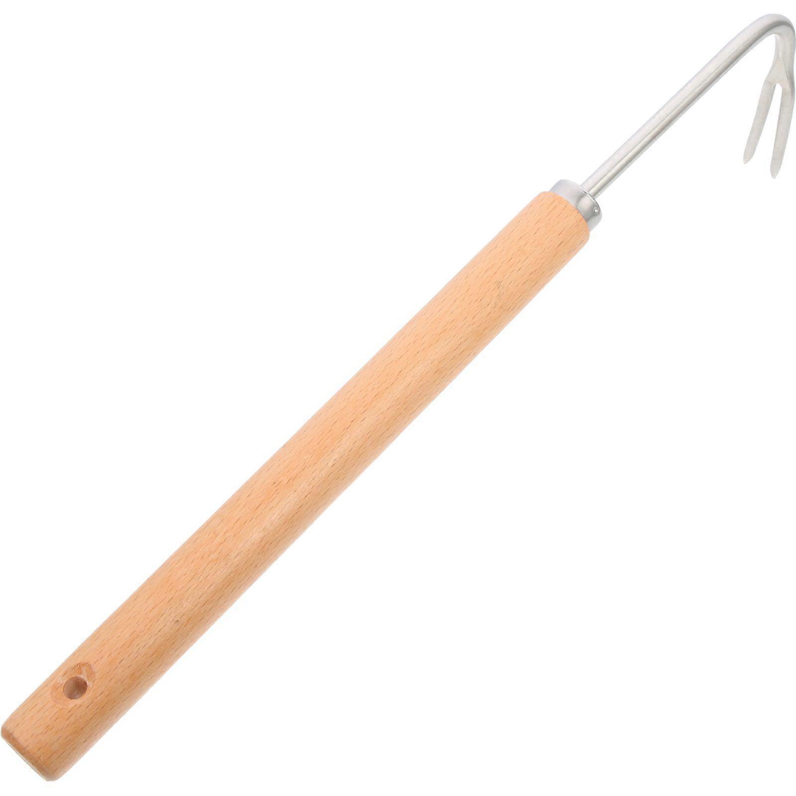 Practical Manual Weeder Rake Weeding Removal Rake Multi Function Weeder Light Brown