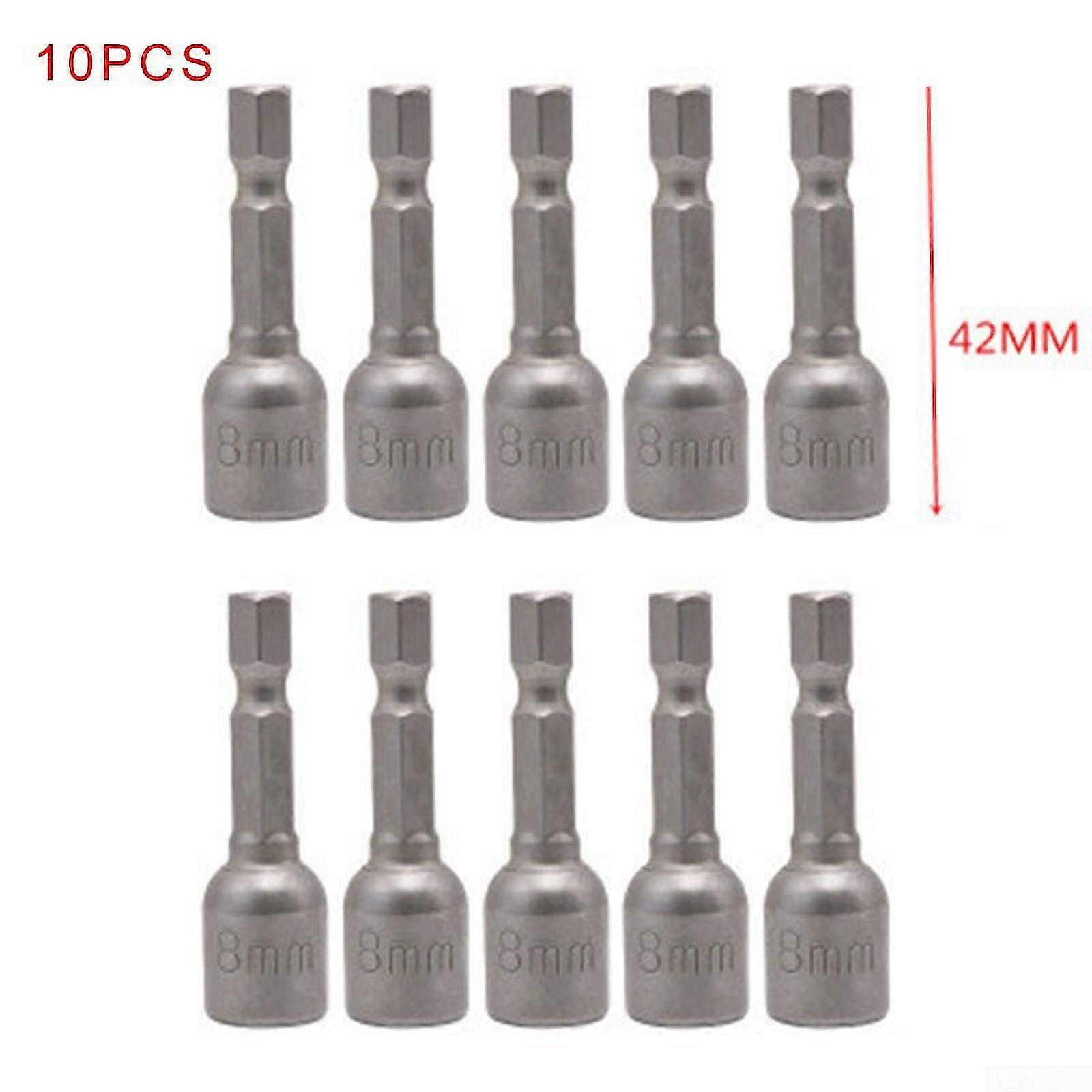 10pcs/set Magnetic Nut Driver Setter 8mm 5/16" Socket Adapter Hex Drill Bit