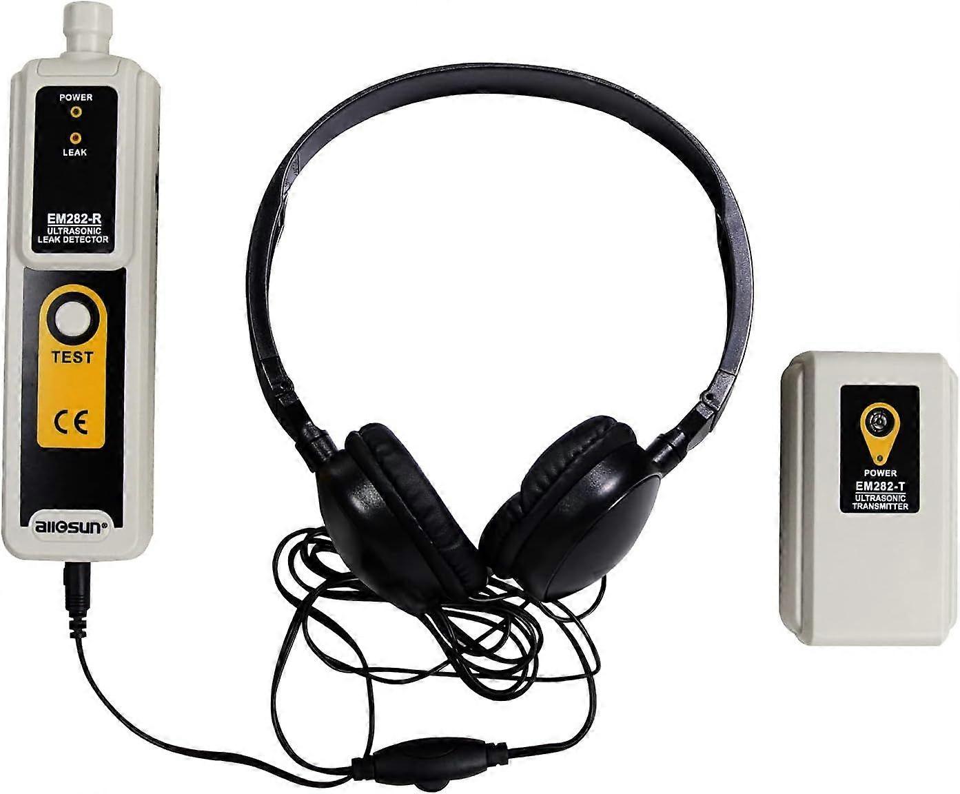 allsun Ultrasonic Vacuum Leakage Detector for HVAC & Automotive Pressure Transmitter Finder 40KHz Air Gas Leak Monitor with Dual LED 2 Sensors & Headp