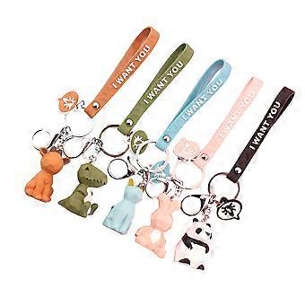 5pcs Creative Animals Keychain Geometric Style Keychain Pendants Cartoon Animals Keychain Lovely Bag Hanging Pendants for Women Men Use