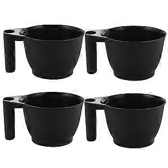 4pcs Professional Hair Dye Mixing Bowl Black Plastic Salon Color Bowls with Measurement Handle Essential Hair Dyeing Tools for Hair Coloring Tinting