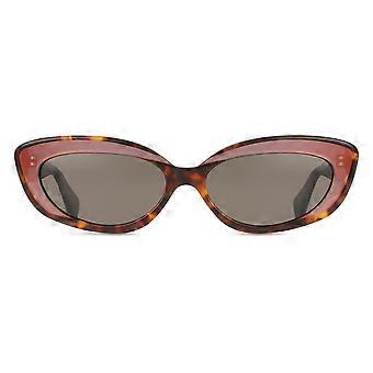 Vivienne Westwood VW5098 110 Vollrand-Sonnenbrille für Damen, dunkelbraun-gelb laminiert, Cat-Eye-Optik, UV3-Schutz, Original
