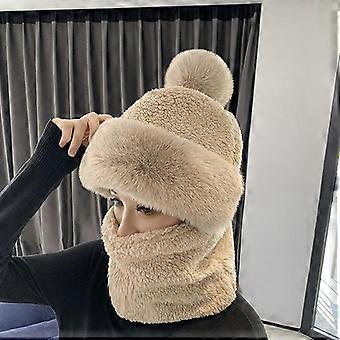 Fashion Plush Velvet Hat Scarf Mask Set Winter Warm Hat Neck Warmer Outdoor Cycling Windproof Warmer Scarf Hat Ear Protection