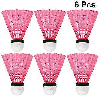 6pcs Nylon Plastic Badminton Practical Shuttlecocks Sports Supplies Exercise Accessories For Indoor Outdoor Playing School Activities (pink)