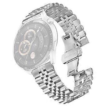 Für Huawei Watch GT Runner Armband 5-Perlen Edelstahl Schmetterling Verschluss Uhrenarmband