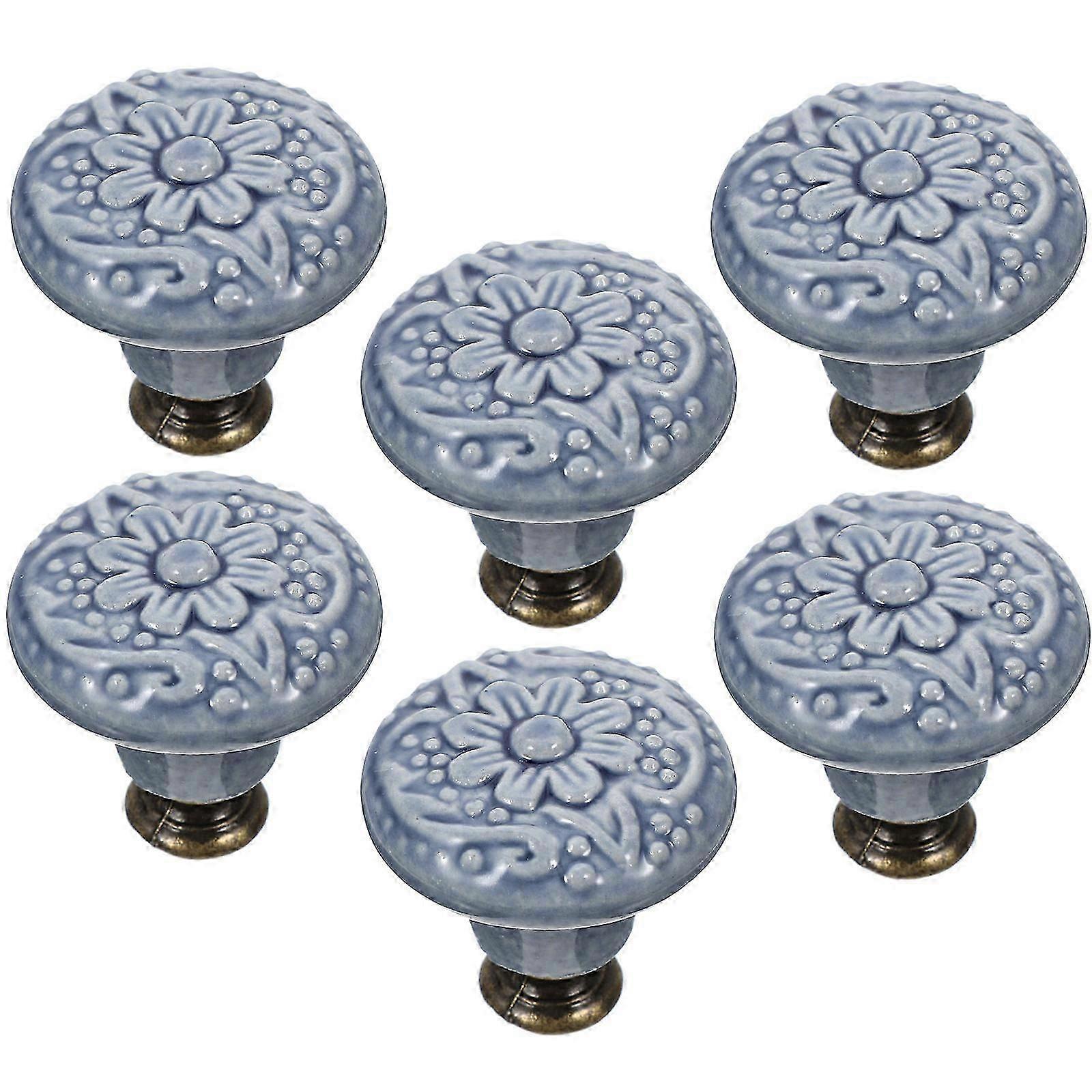 6pcs Ceramic Cabinet Drawer Knobs Decorative Knobs Ceramic Knobs for Drawer Dressers