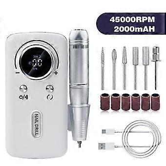 Electric Nail Drill Professional, Portable Nail File for Acrylic Gel Nails, Cordless Rechargeable Ultra Power Nail Drill Kit