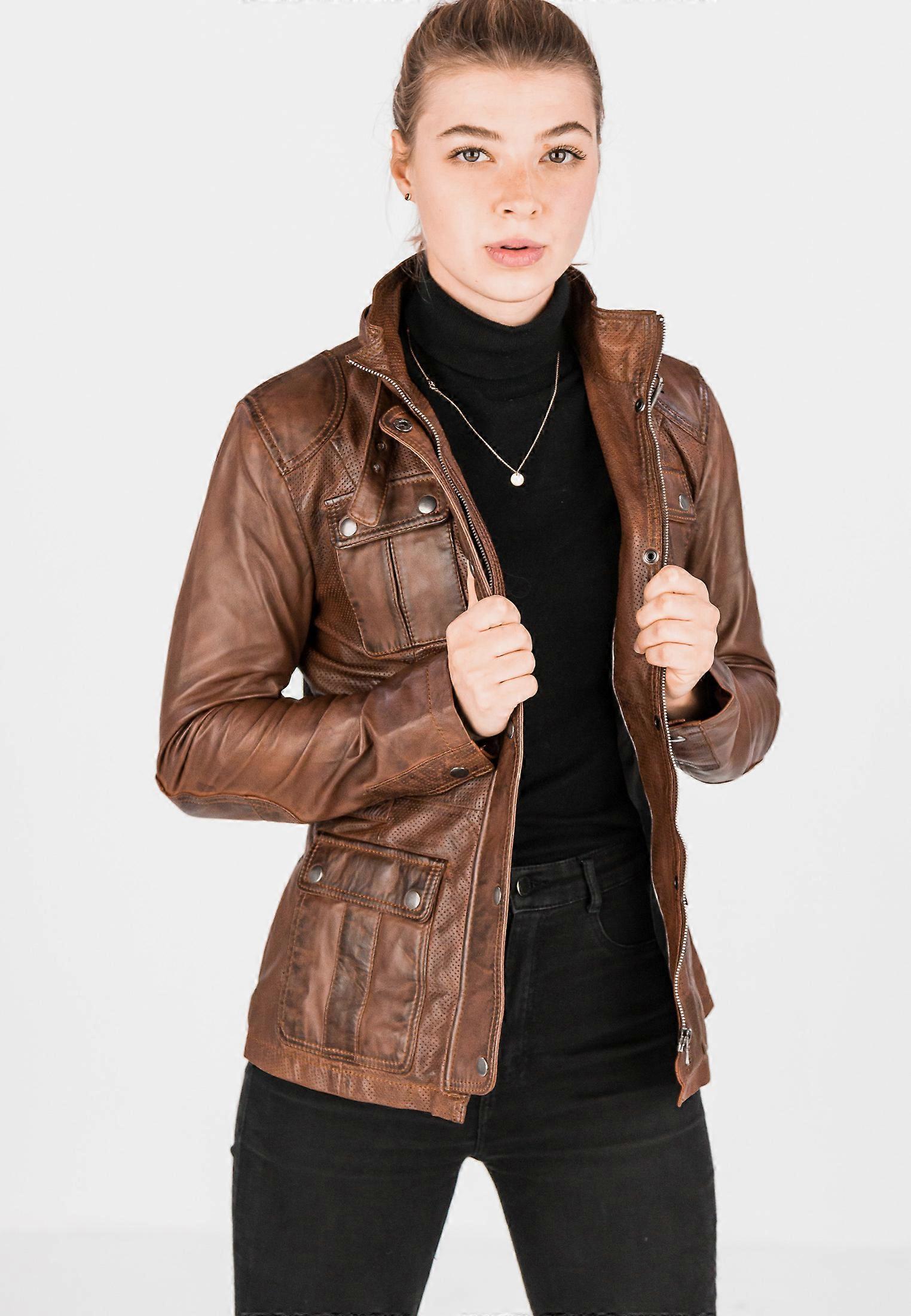 Women's leather jacket Daria with perforation