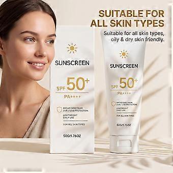 SPF 50+ Moisturizing Sunscreen, Broad Spectrum UVA/UVB Protection, Glowy Finish, Non-Sticky, No White Cast, Hydrating for All Skin Types