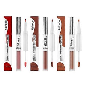 Eelhope double head essence lip line lip glaze pencil two in one lip line lip glaze mirror water gloss female lipstick lip color