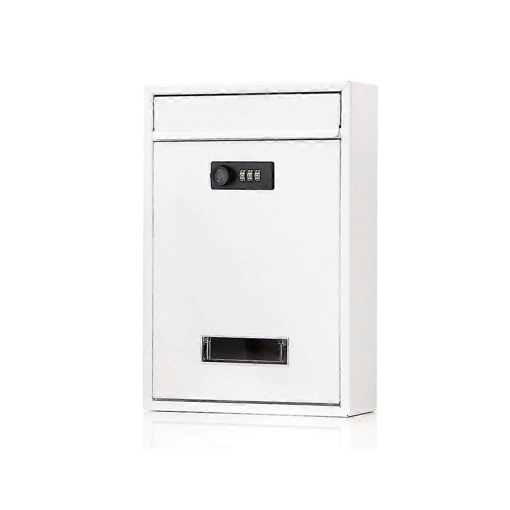 Wall Mounted Locking Mailbox Weatherproof Rustproof Steel Letterbox with Quick View Window for Outdoor Security