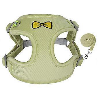 Small Dog Harness Reflective Dog Harness Reflective Pet Vest with Traction Rope for Walking Green M