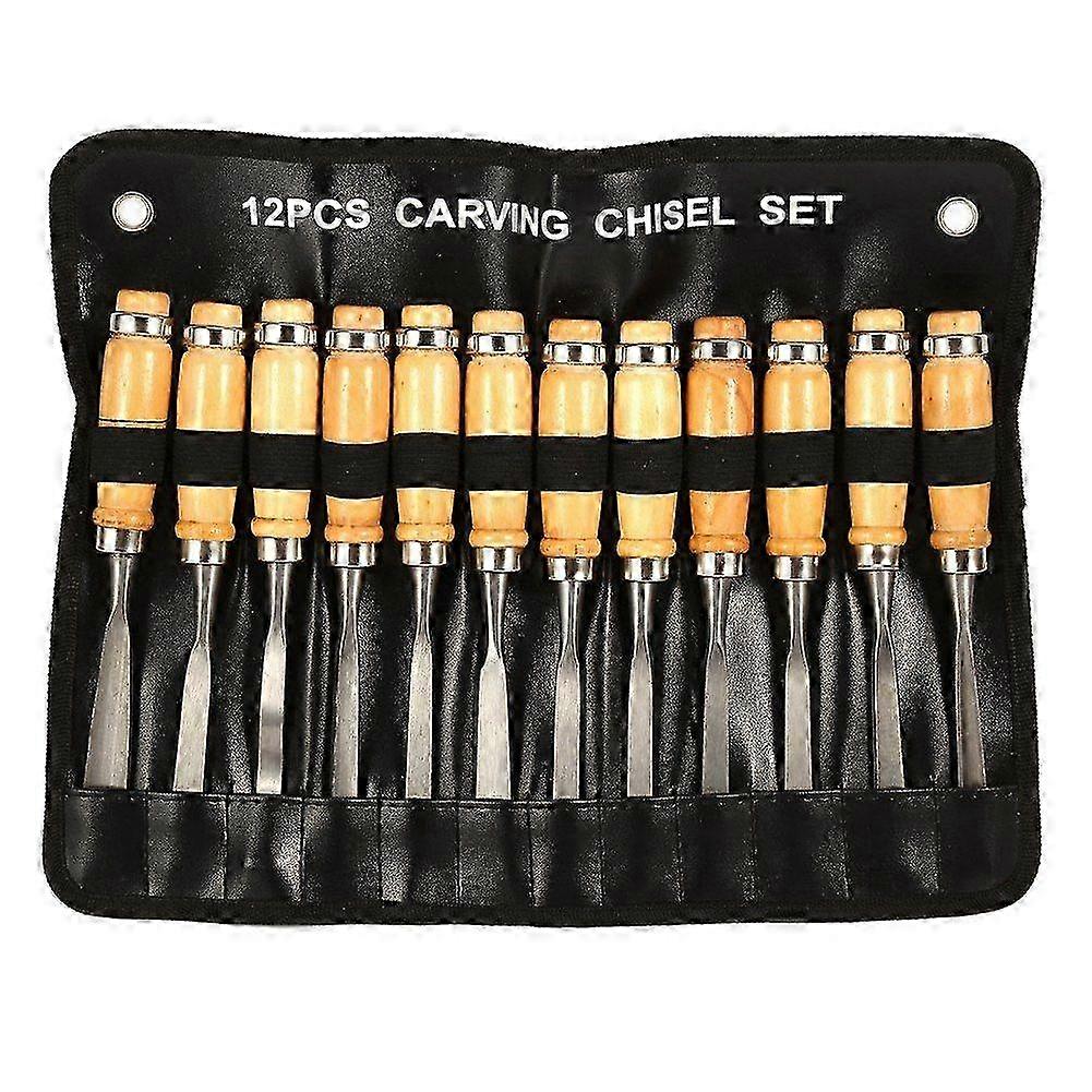 12PCS Wood Carving Hand Chisel Set Woodworking Professional Lathe Gouges Tools