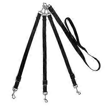 3-Wege-Hundeleine, verstellbarer Nylon-Koppler, nicht abnehmbar, 3-in-1-Leinen für mehrere Hunde, Haustiere, Katzen und Welpen (schwarz)