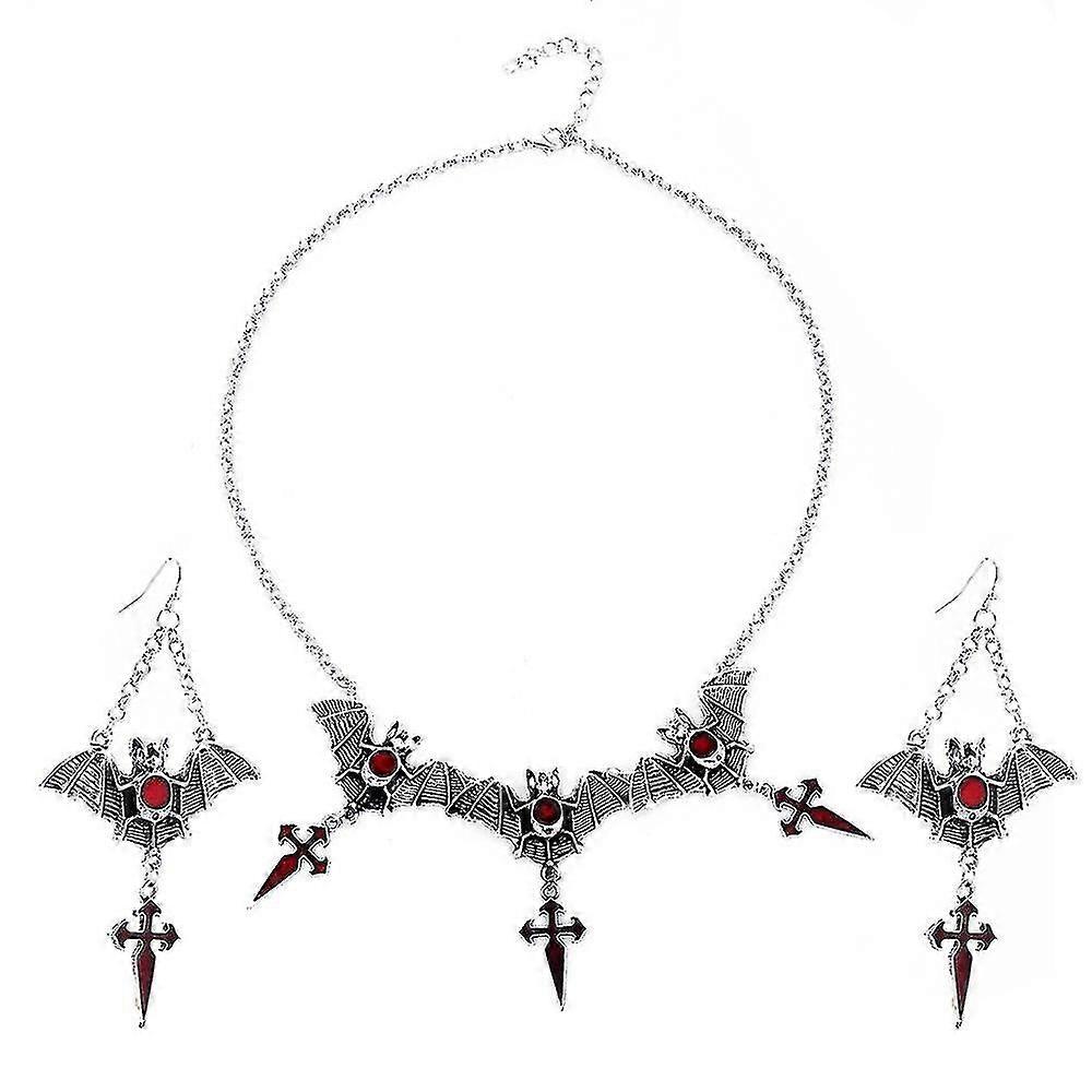 Halloween Bat Necklace Earring Set