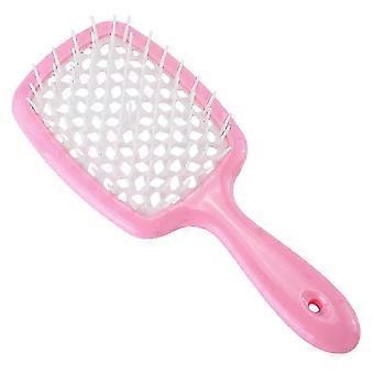 Escova de cabelo ventilada para secagem rápida, ferramenta de modelagem profissional com cerdas massageadoras, pente de placa larga para rabo de cavalo, cabo ergonômico, ABS, rosa, 1 unidade