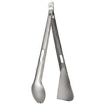 Tomshoo 3-in-1 Titanium Camping Tongs with Spork & Spatula for BBQ, Hiking, Picnic