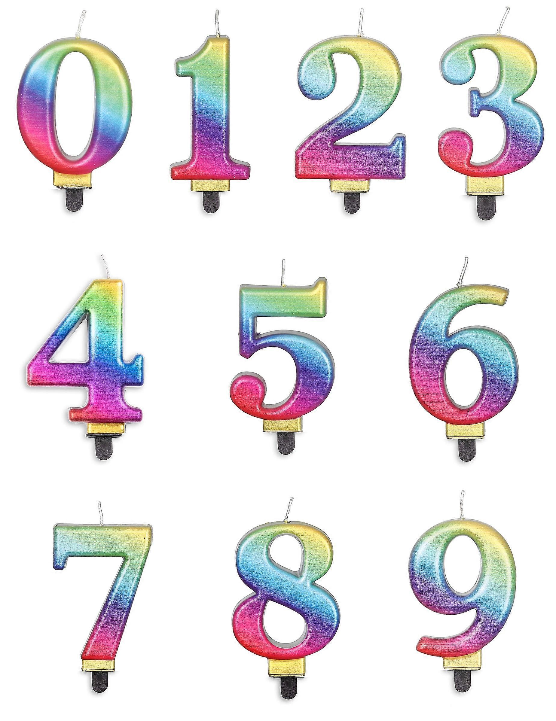 Multicolored number candle 8 cm