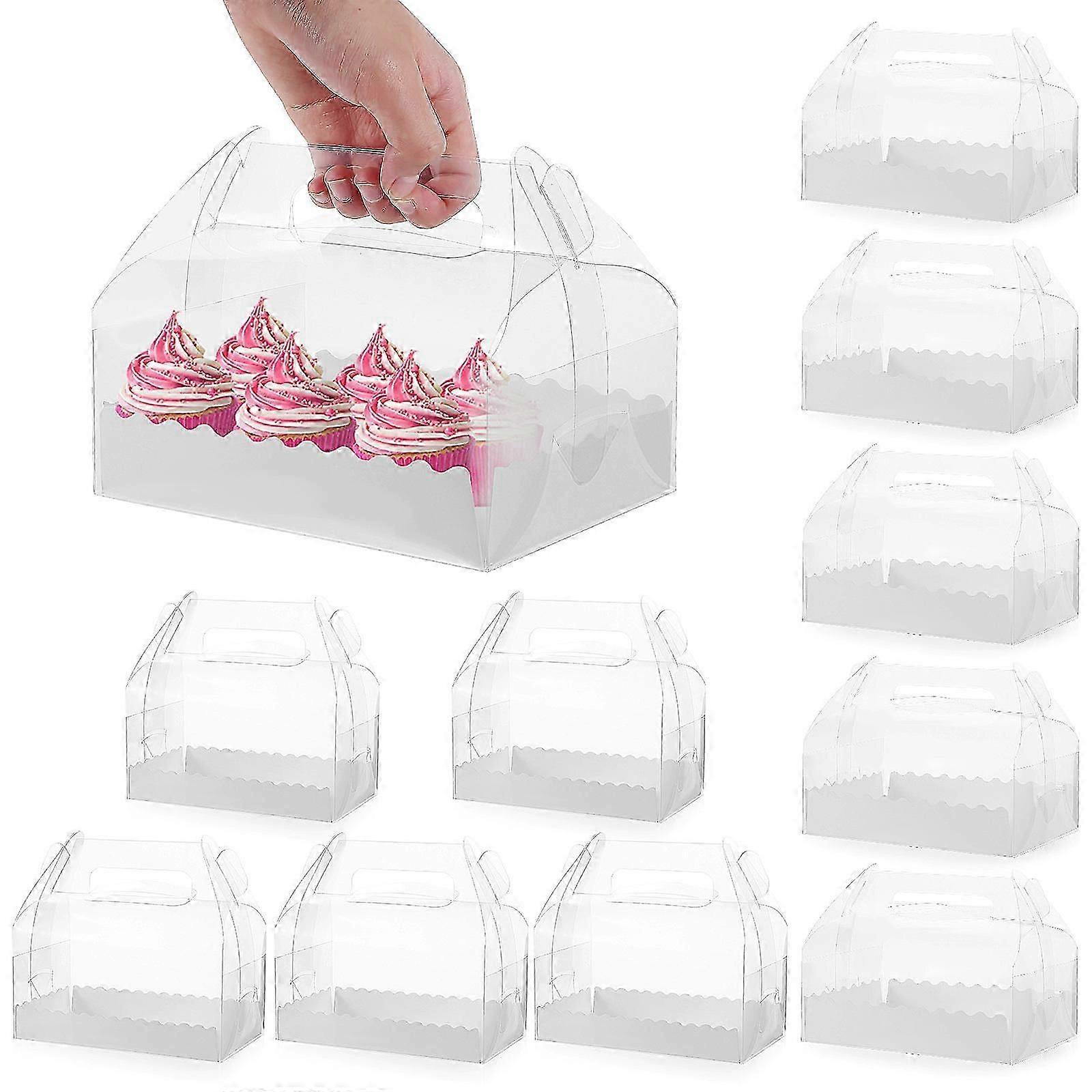 Clear Cake Storage Boxes with Handle 10Pcs Transparent Gift Containers