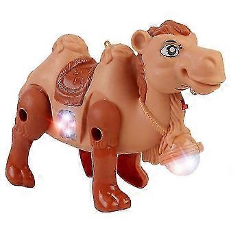 Camelo de brinquedo elétrico luminoso com música, modelo de animal que anda.