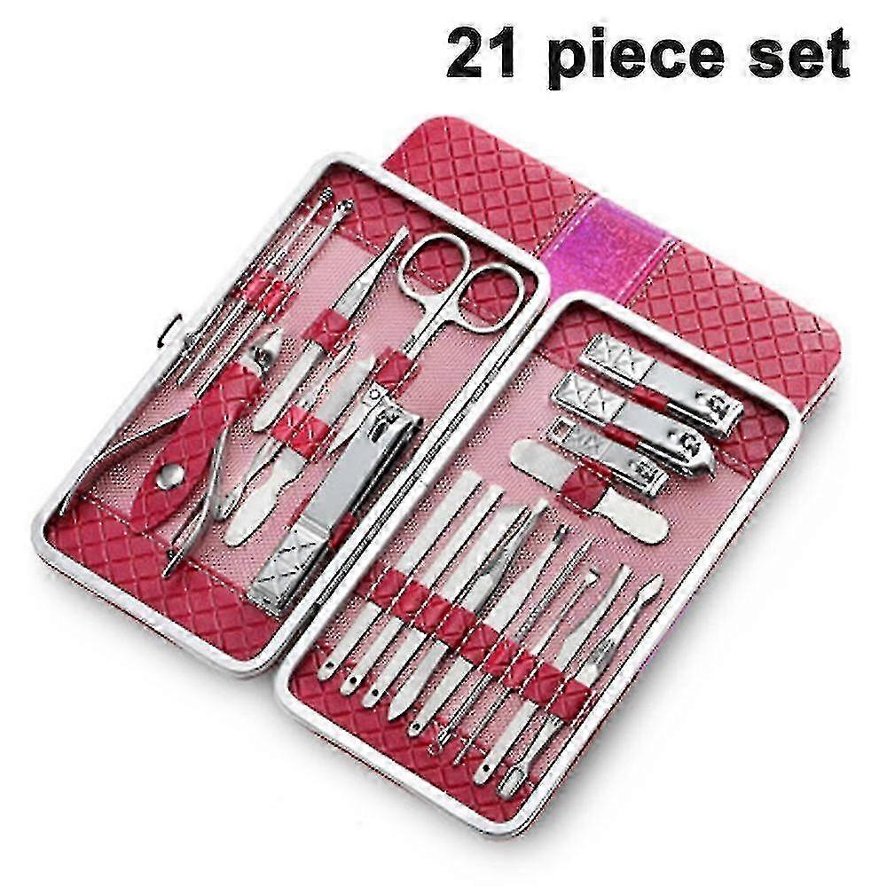 21-Pc Rustproof Nail Care Kit With Leather Case
