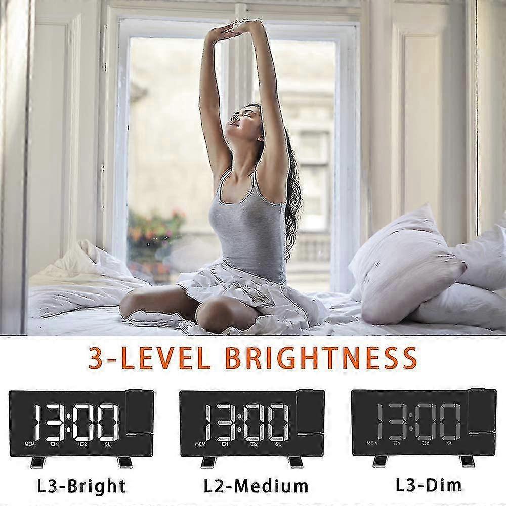 Rotating Projection Alarm Clock With Dimmer