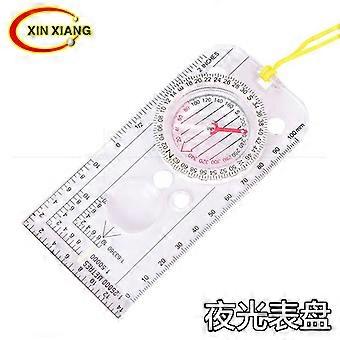 Professional multi-functional map ruler with luminous surface, scale bar, compass, and transparent acrylic map ruler for outdoor orienteering