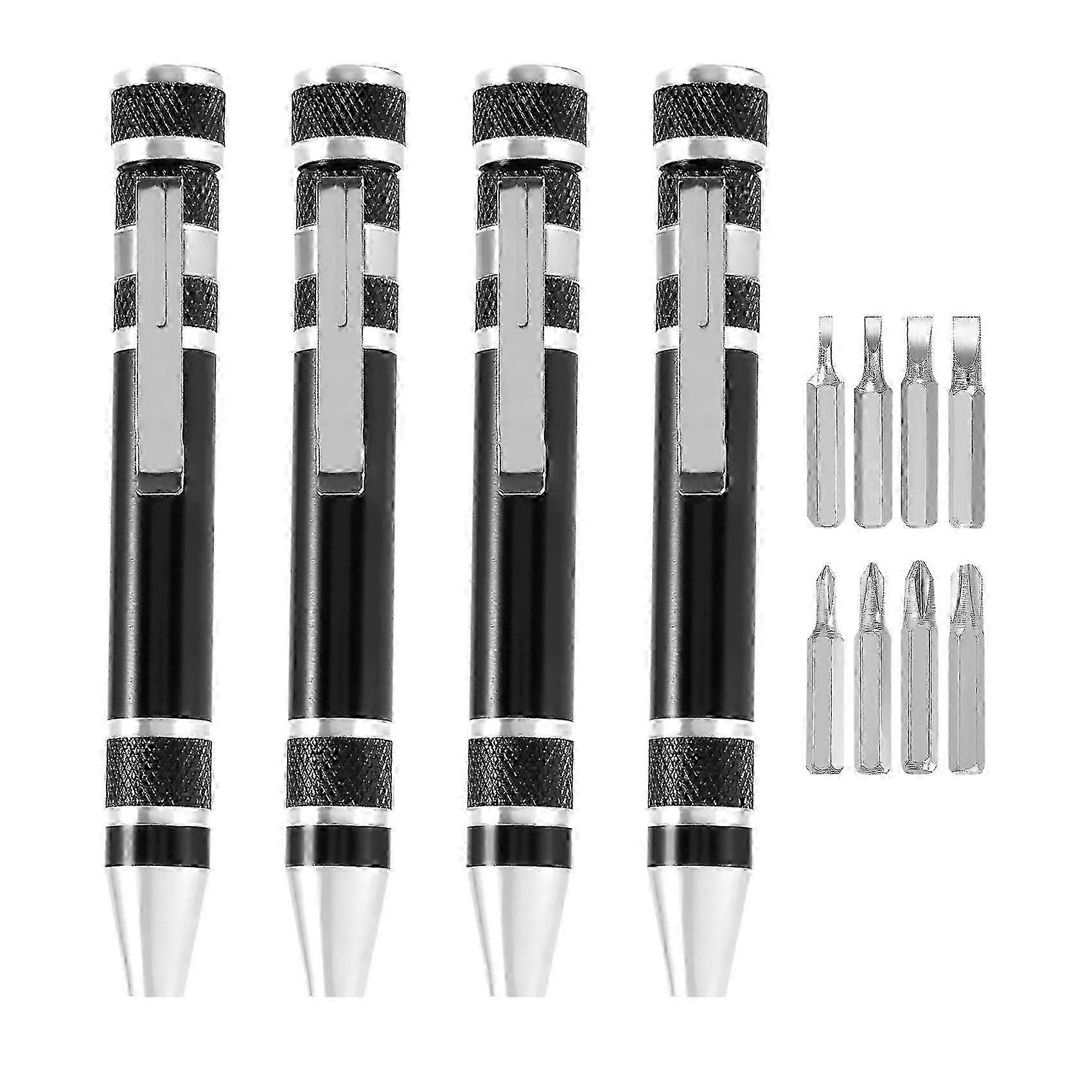 4 Pcs Pen Screwdriver Tool Magnetic Pocket Screwdriver Multi-Function Mini Gadgets Repair Tools (Bl
