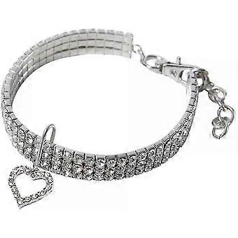 Adjustable Rhinestone Pet Collar Heart Paw Charm