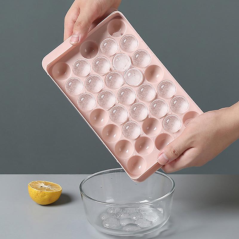Round Ice Cube Tray With Lid Plastic Ice Cube Mold Refrigerator Spherical Ice