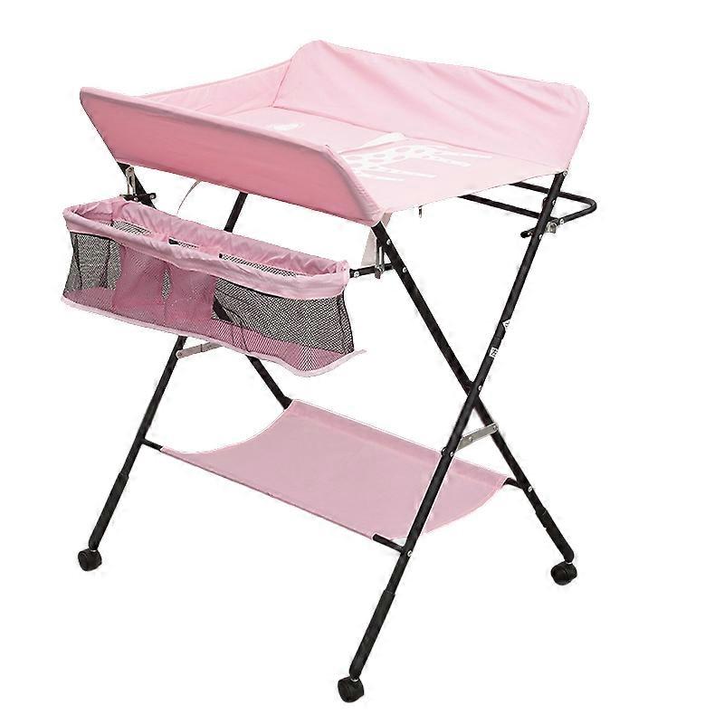 Tavalax foldable adjustable-height changing table with shelves and wheels