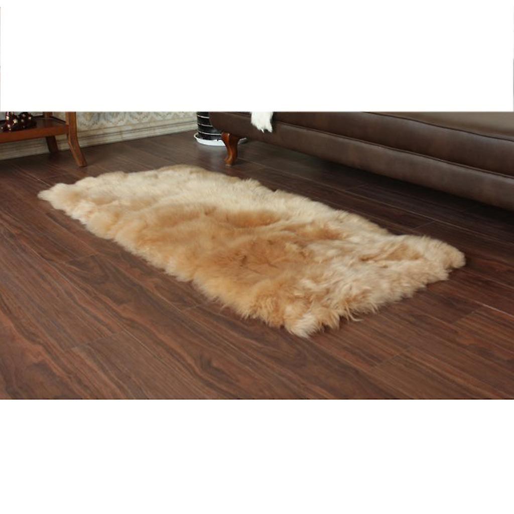 Artificial Wool Sheepskin Room Floor Fluffy Rug Carpet Mat Camel
