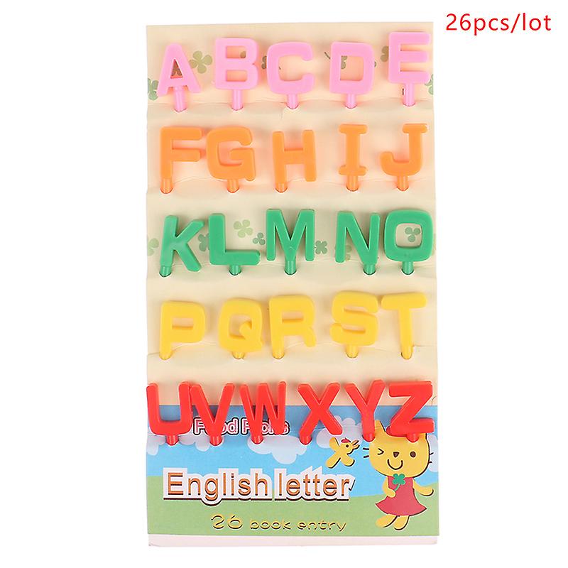 26pcs/set Cartoon Alphabet Fruit Fork Plastic Fork Portable Fruit Cake Forks