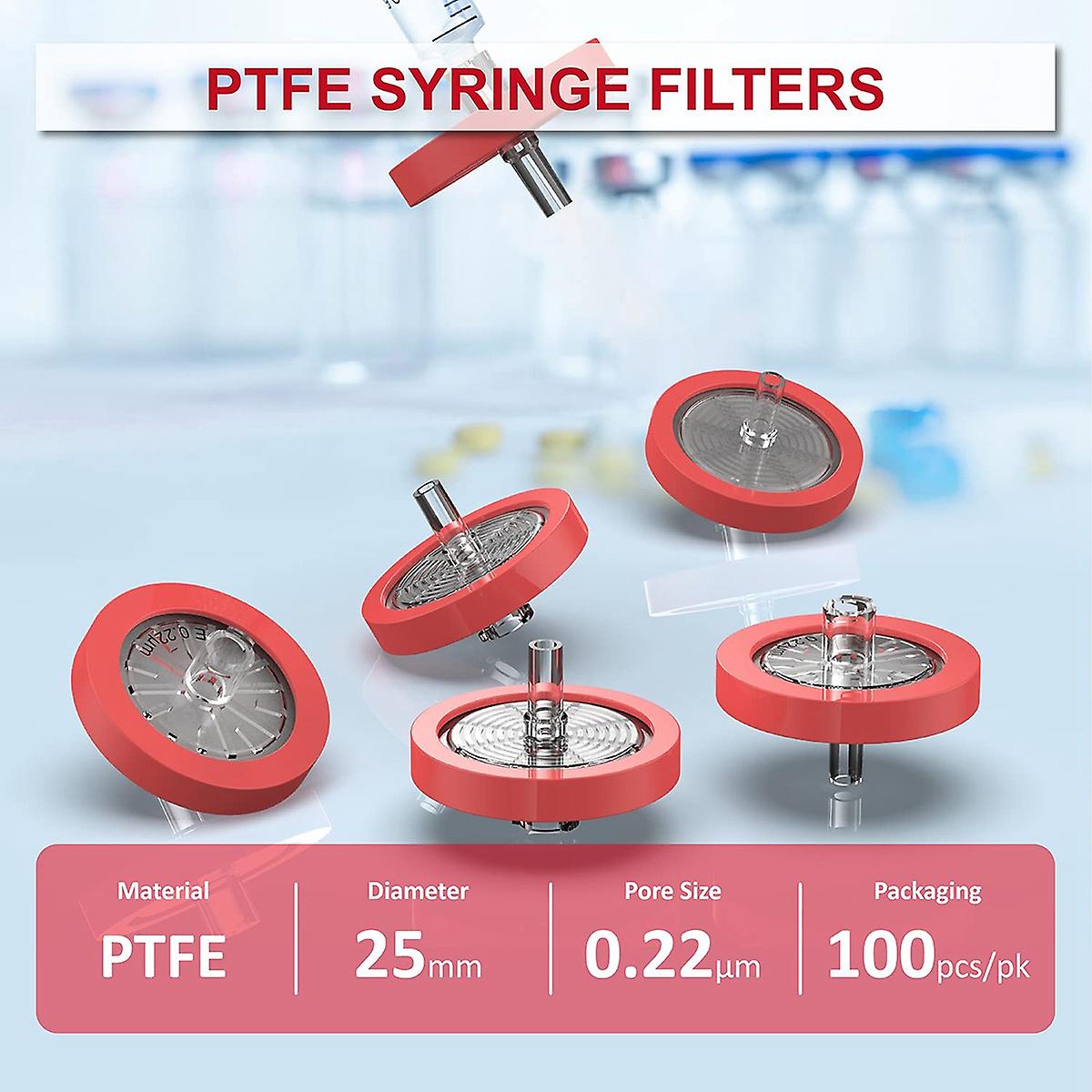 Sterile Syringe Filters PVDF Hydrophobic Membrane 25 Mm Diameter 0 45 Um Pore Size Individually Packaged 20 Pk By Labfil