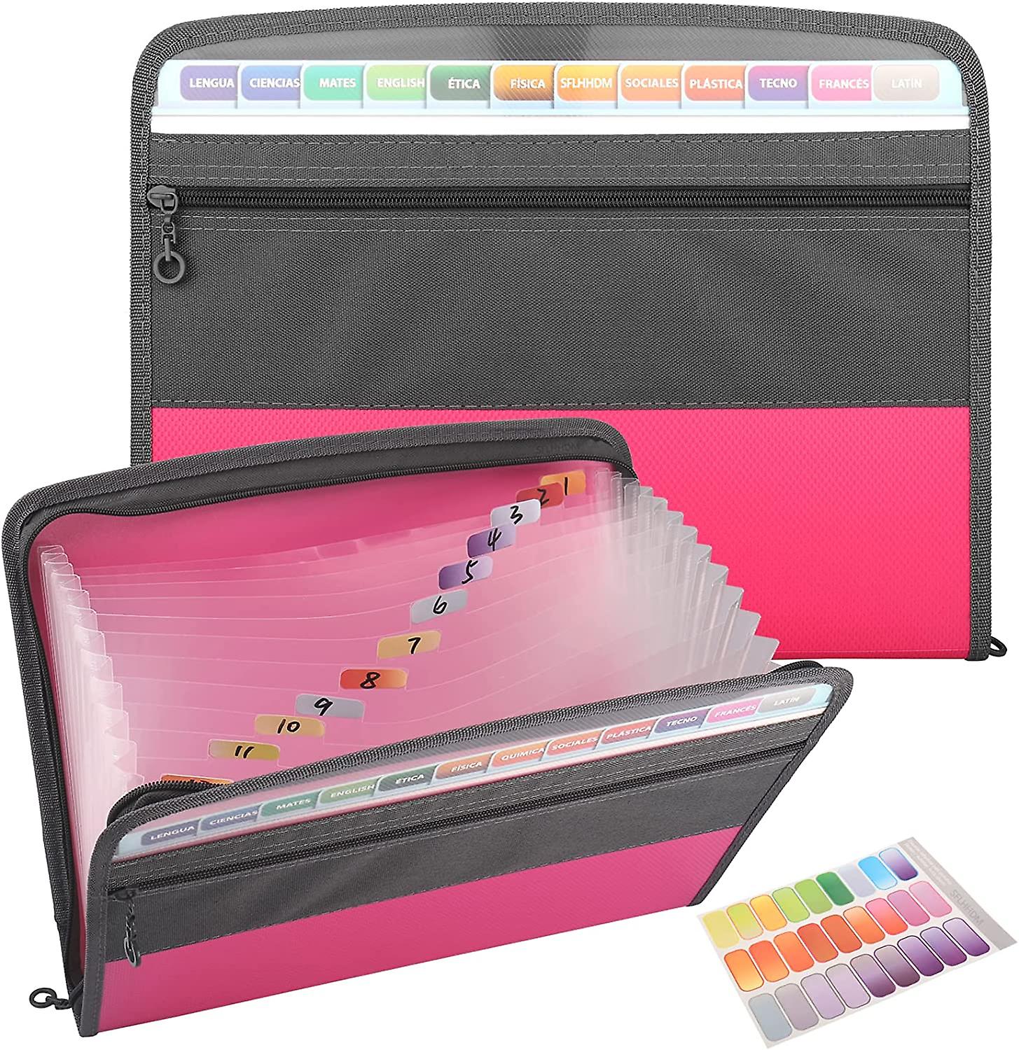 13 Pocket Expanding File Folder, Accordion File Folder Expanding Zip File Folders with Zipper Closure Document Organizer, A4 Size Accordian File