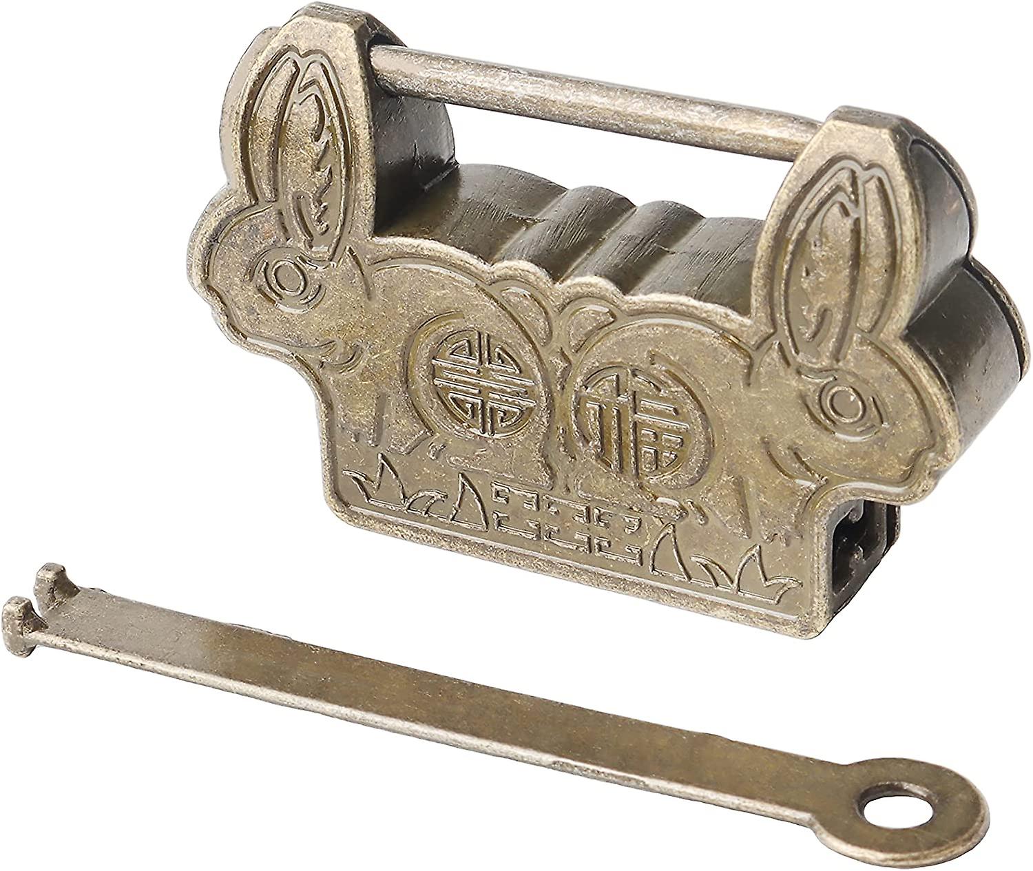 Antique Chinese Padlocks Vintage Lock With Key (rabbit Ear)