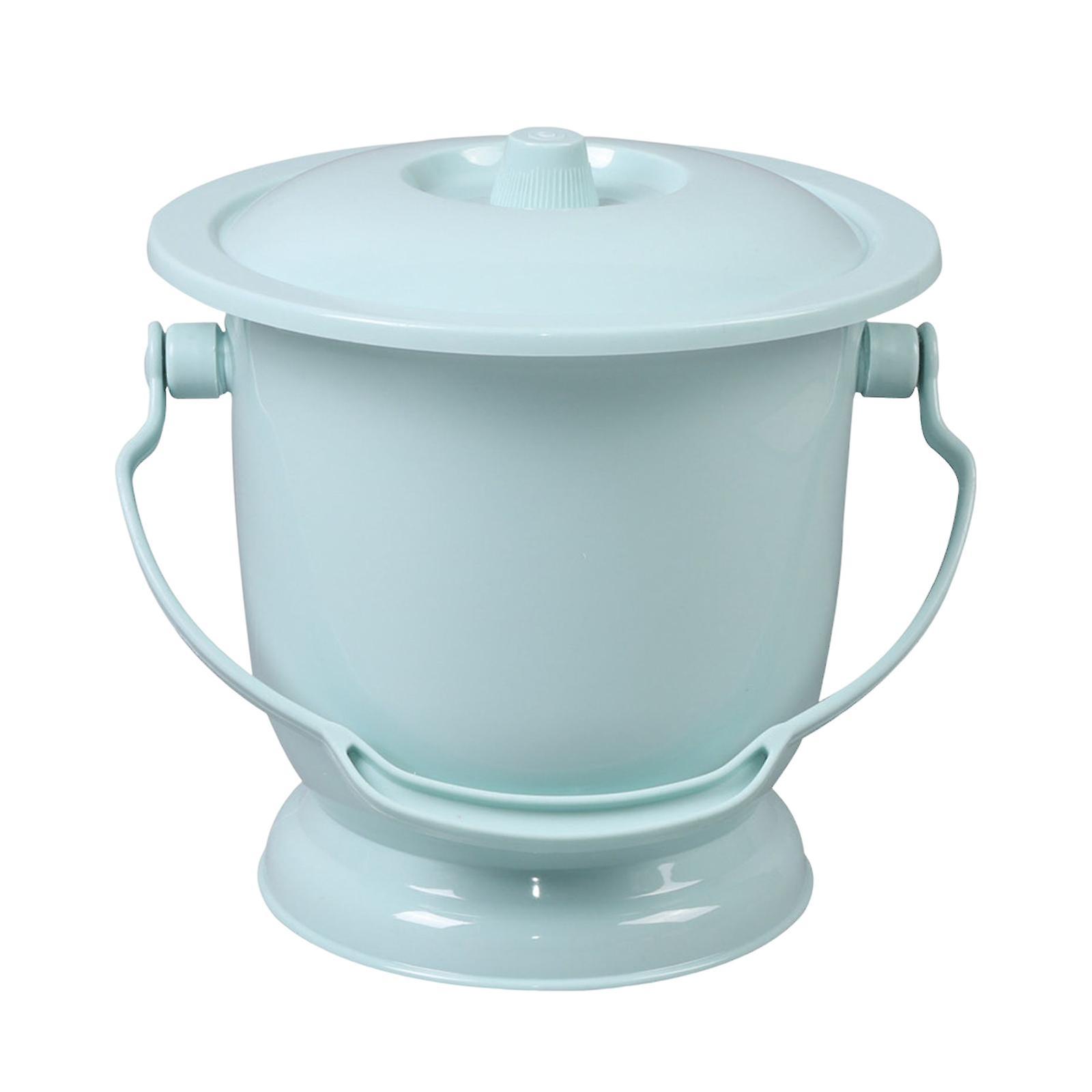 Handheld Spittoon with Lid Portable PP Plastic Urine Pot for Household Blue