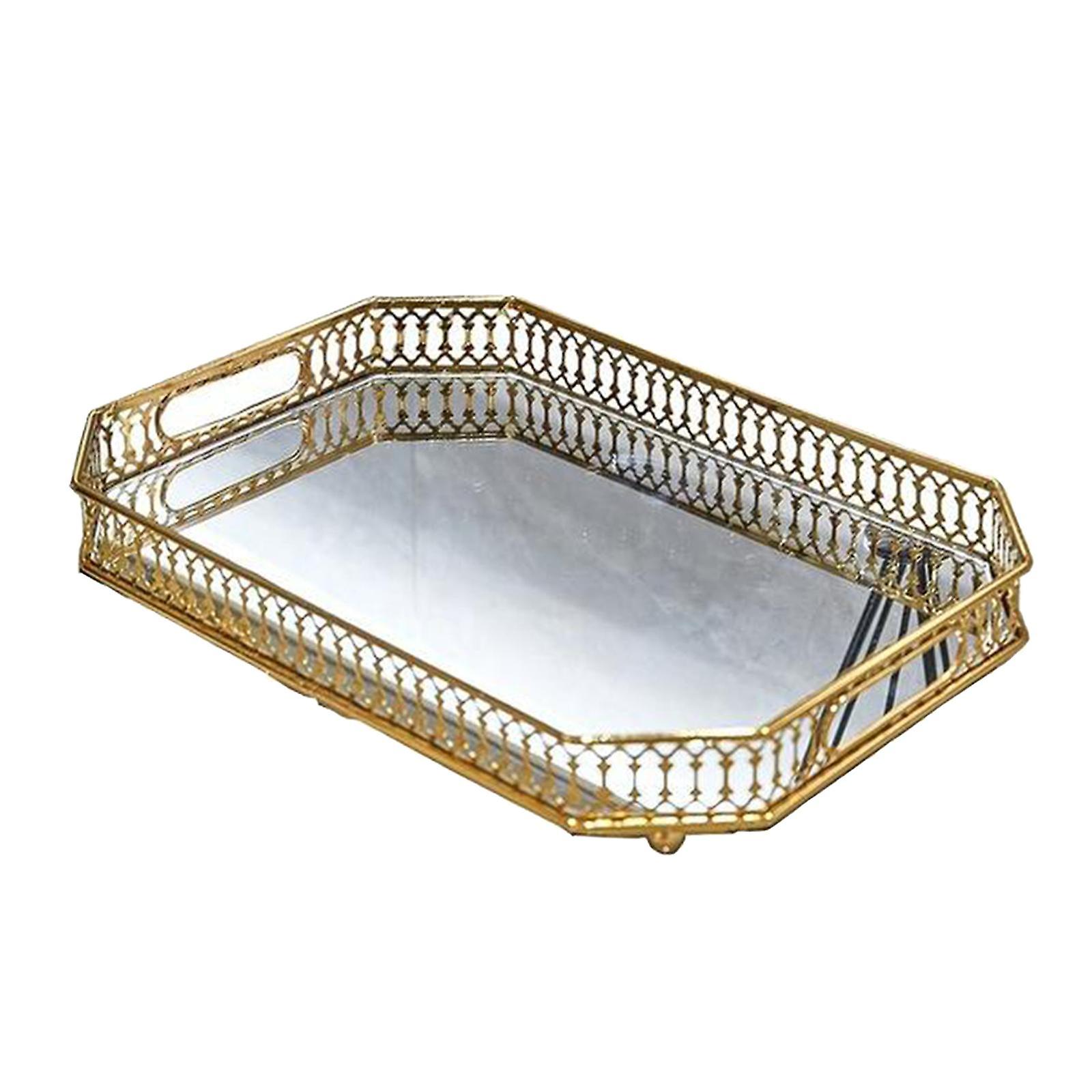 Crystal Tray Decorative Organizer Dessert Serving Plate Home Decor Rectangle