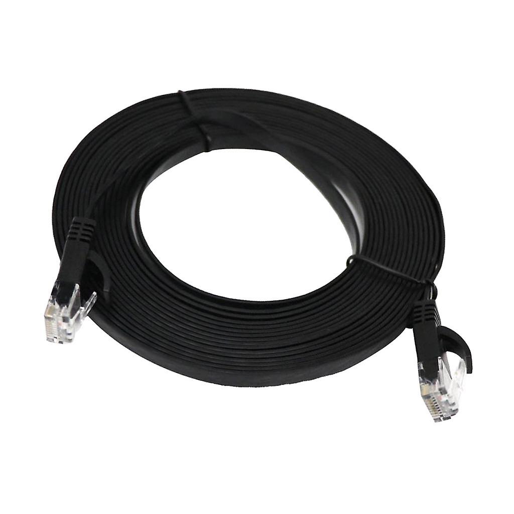 RJ45 CAT6 Ethernet Network LAN Cable Flat UTP Patch Router Black 2 Meters
