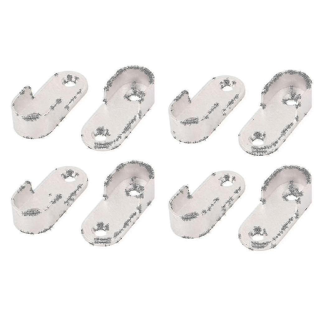 8x Oval Wardrobe Hanging Rail Rod End Bracket Support Silver Tone