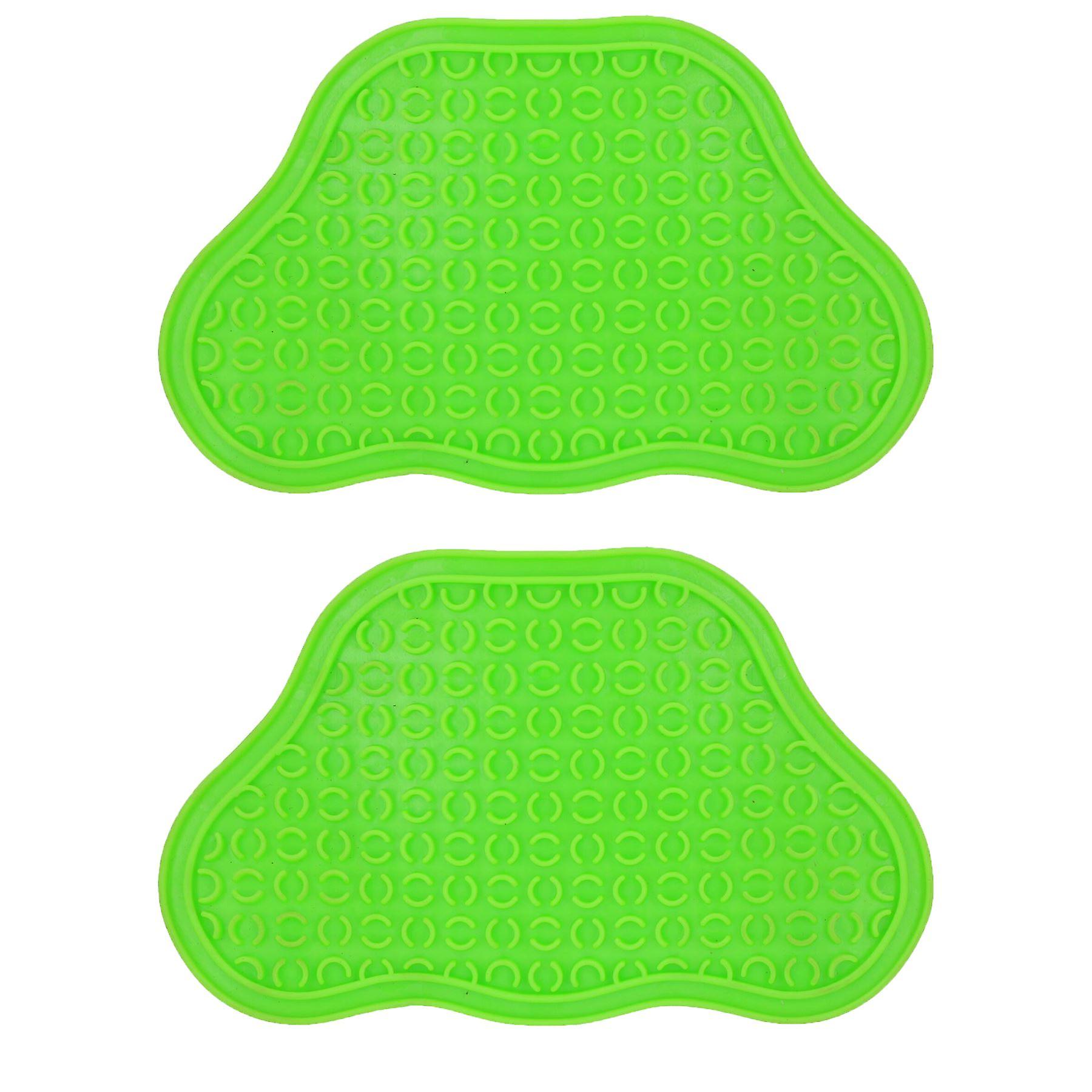 2PK Green Interactive Dog Slow Lick Mat With Suction Cups Food Accessories